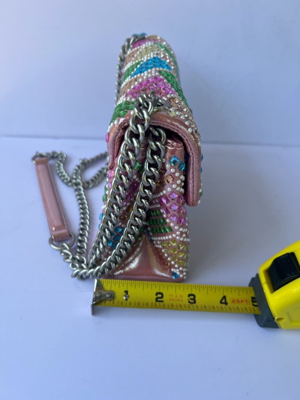 Kurt Geiger London Kensington Embellished Rainbow Crystal Shoulder Bag - Picture 5 of 8